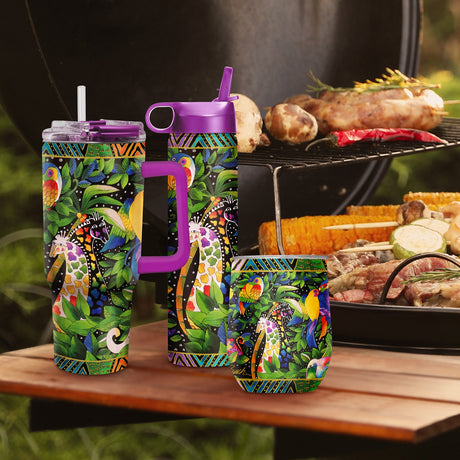 12 oz Stemless Wine Tumbler - Laurel Burch "Jungle Song"