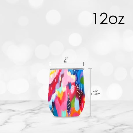 12 oz Stemless Wine Tumbler - EttaVee "Brush Strokes 100"
