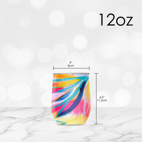 12 oz Stemless Wine Tumbler - EttaVee "Loose Palms"
