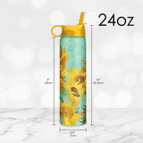 24 oz Water Bottle - van Gogh "Sunflowers"