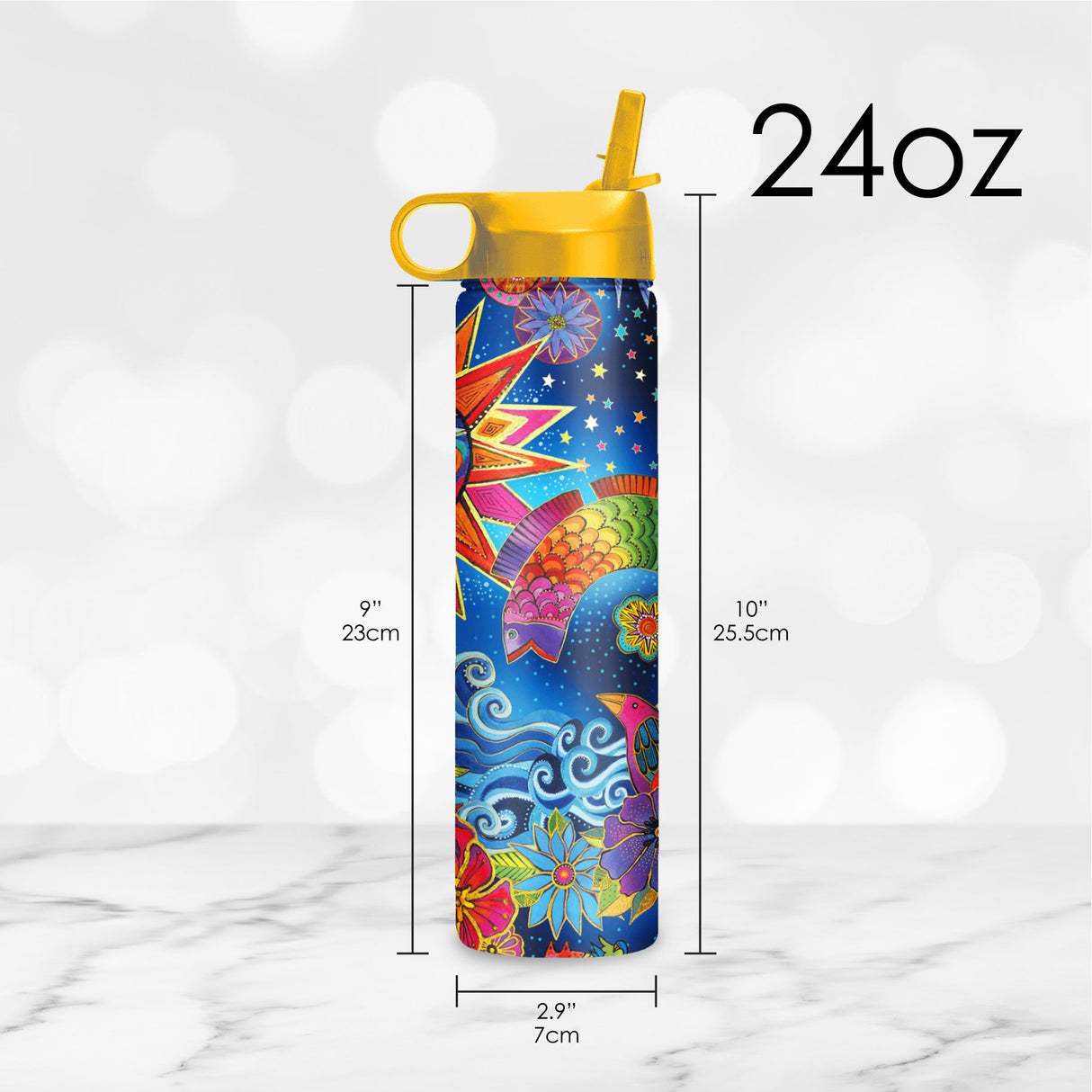 24 oz Water Bottle - Laurel Burch "Celestial Magic"