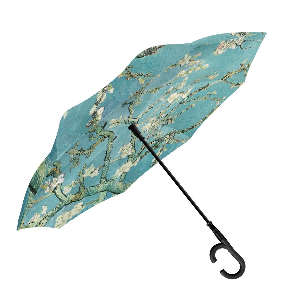 van Gogh Almond Blossom Reverse Inverted Umbrella – Windproof, Hands-Free