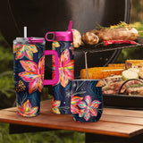 EttaVee "Bold Flowers" Insulated Drinkware Set of 3, 1 per size