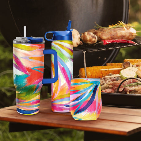 EttaVee "Loose Palms" Insulated Drinkware Set of 3, 1 per size