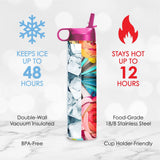 24 oz Water Bottle - EttaVee "Flowers On Glass"