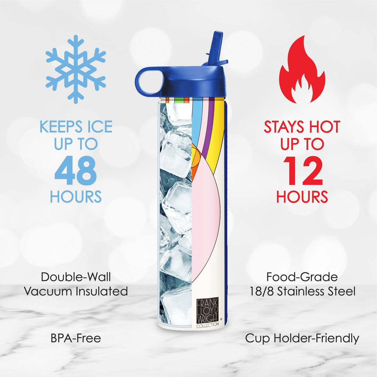 24 oz Water Bottle - Frank Lloyd Wright "March Balloons"