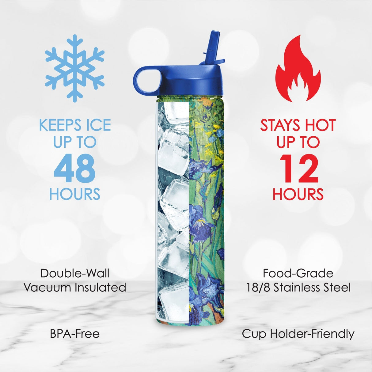 24 oz Water Bottle - van Gogh "Irises"