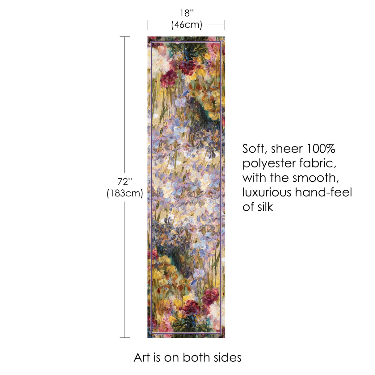 Tiffany Peonies & Iris Long Sheer Scarf – Lightweight, Elegant, Silky-Soft