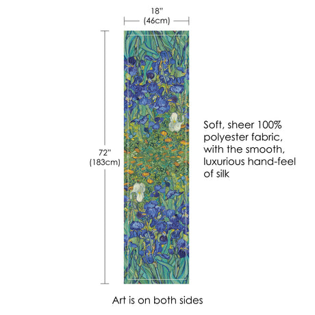 van Gogh Irises Long Sheer Scarf – Lightweight, Elegant, Silky-Soft