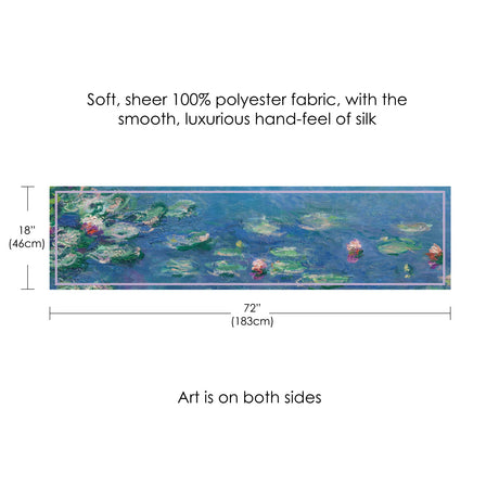 Monet Water Lilies Long Sheer Scarf – Lightweight, Elegant, Silky-Soft