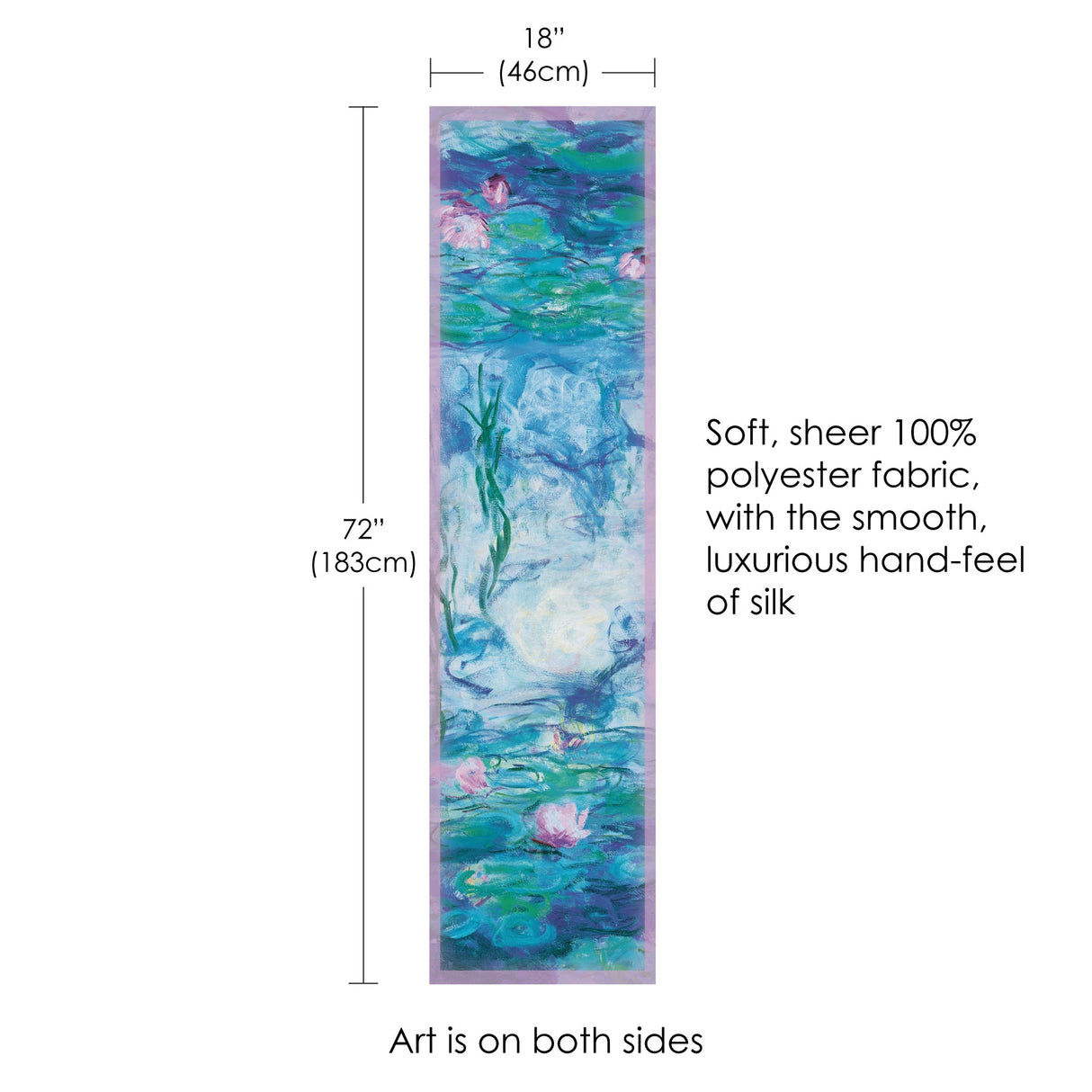 Monet Nymphéas Long Sheer Scarf – Lightweight, Elegant, Silky-Soft