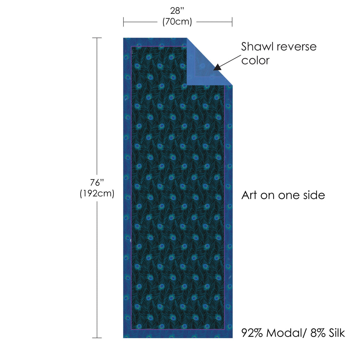 Peacock Black   Silk Blend Shawl – Lightweight Dressy Wrap for Women