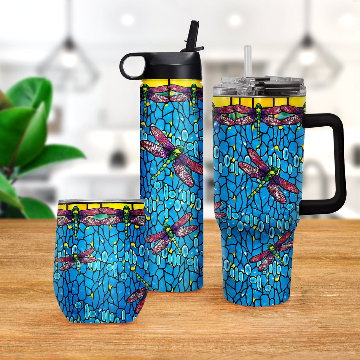 Tiffany Dragonfly - Purple Insulated Drinkware Set of 3, 1 per size