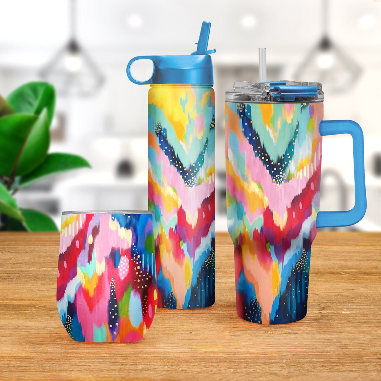 12 oz Stemless Wine Tumbler - EttaVee "Brush Strokes 100"