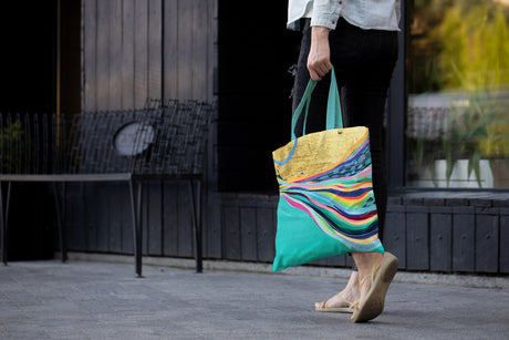 EttaVee Rainbow 1 Canvas Magazine Tote – Slim Vertical Tote Bag