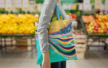 EttaVee Rainbow 1 Canvas Magazine Tote – Slim Vertical Tote Bag