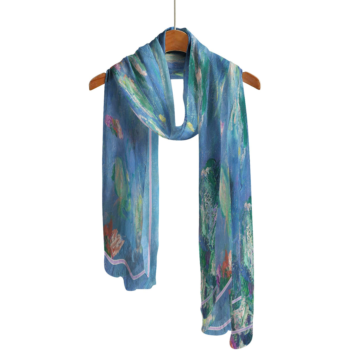 Monet Water Lilies Long Sheer Scarf – Lightweight, Elegant, Silky-Soft