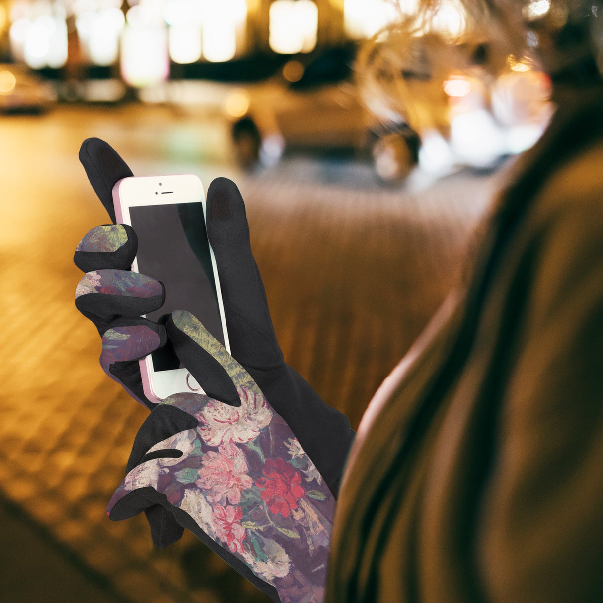 van Gogh Carnations Womens Touch Screen Gloves - One Size Fits All