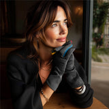 Black & Multicolor Womens Touch Screen Gloves - One Size Fits All