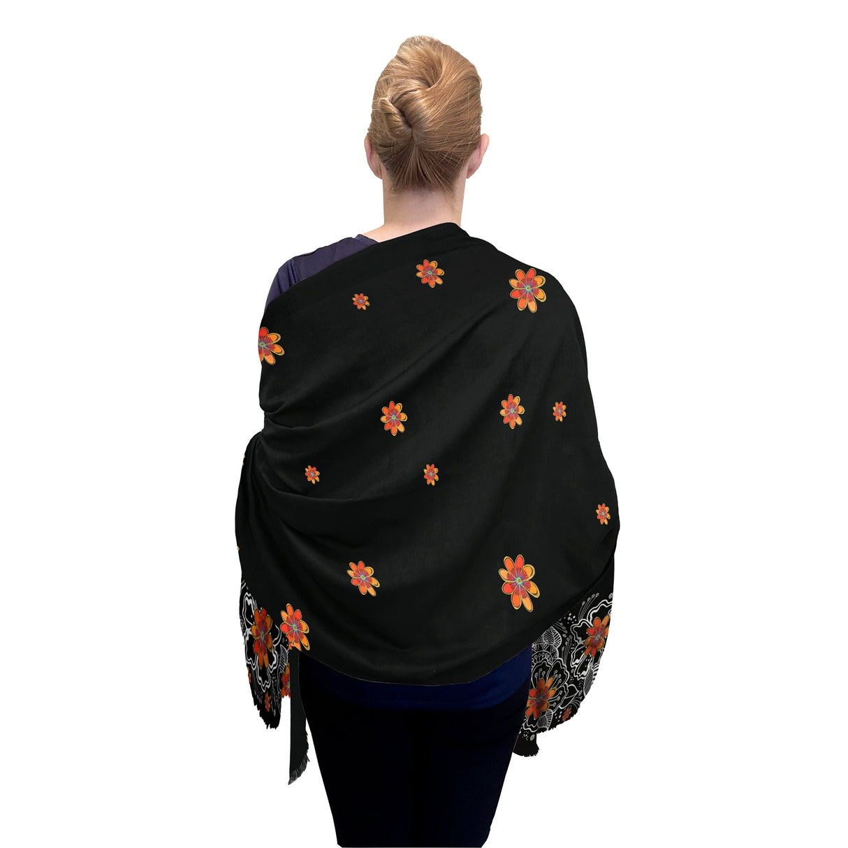 Laurel Burch Orange Blossoms Silk Blend Shawl – Lightweight Dressy Wrap for Women