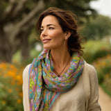 Laurel Burch Lavender Floral Silk Blend Women's Fashion Shawl