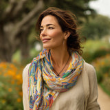 Delaunay Portuguese Woman Silk Blend Shawl – Lightweight Dressy Wrap for Women