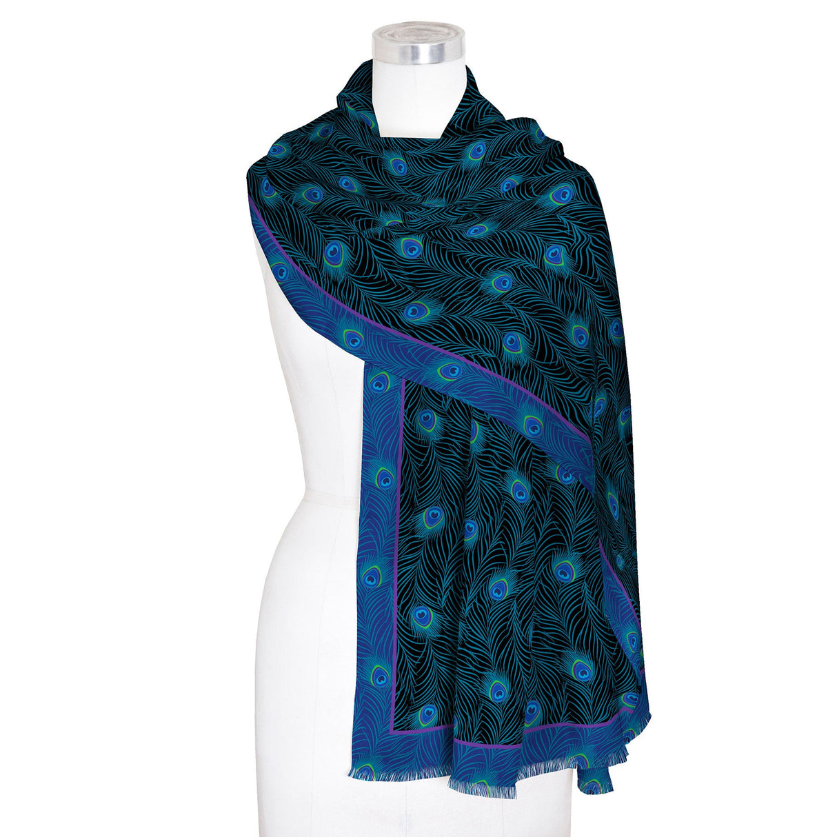Peacock Black   Silk Blend Shawl – Lightweight Dressy Wrap for Women