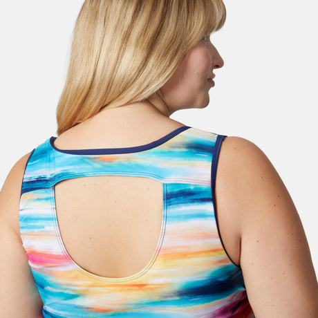 Women's Plus Size Horizon Full Side Shirring Tankini Top