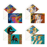 Laurel Burch Horses - Boxed Blank Note Cards – Set of 16 in a Keepsake Gift Box
