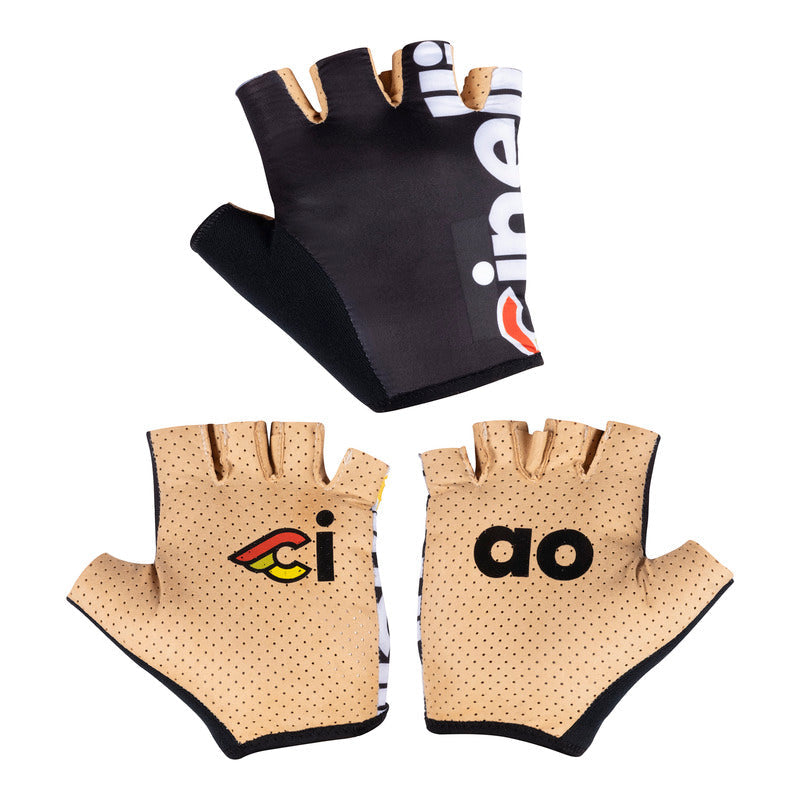Cinelli Supercorsa Short FInger Cycling Gloves (Black/Cinelli Logo)