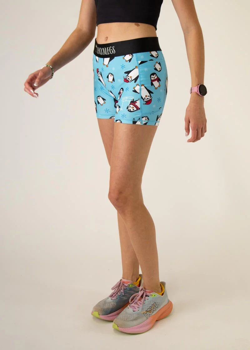 Women's Slippery Bois Penguins 3" 2-Pocket Compression Shorts