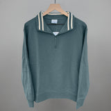 Still Water/Tapioca Stripe Quarter Zip Pullover
