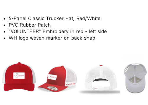 WH Custom Trucker Hat with PVC Rubber Patch - VOLUNTEER