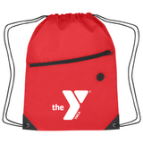 Drawstring Backpack with Front Zipper