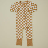 Golden Coast Check Bamboo Zippy Romper