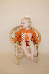 Checkered Ghost Sweatshirt Romper