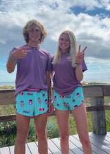 Women's PB&J 1.5" Split Shorts (Light Blue/Magenta) XXS, XS, S, M, L, XL