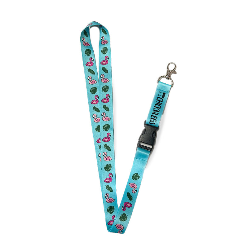 Lanyard - Flamingos on Blue