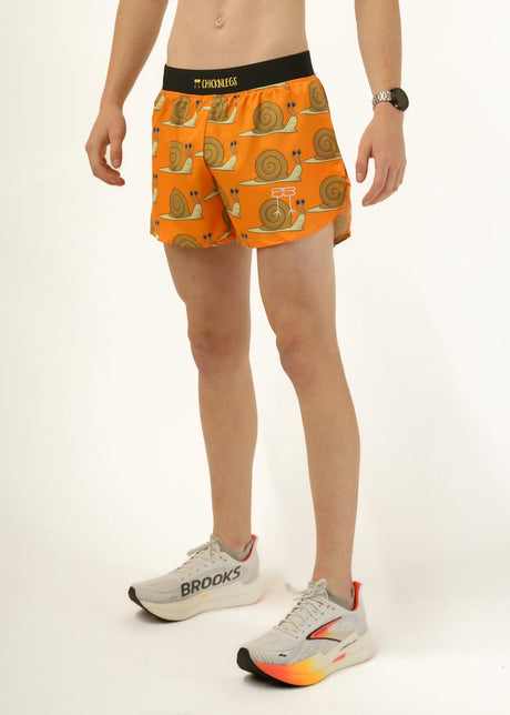 Men's Snails Pace 4" Half Split Shorts (Orange) Medium