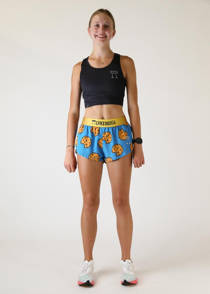 Women's Chocolate Chip Cookies 1.5" Split Shorts (Blue) XXS-XL