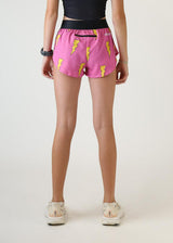 Women's Pink Bolts 1.5" Split Shorts (Pink)