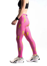 Women's Hot Pink Bolt Leggings XS S M L XL