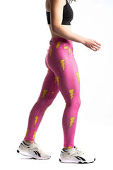 Women's Hot Pink Bolt Leggings XS S M L XL