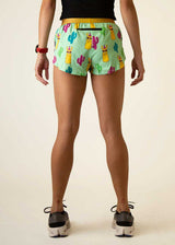 Women's Green Llamas 1.5" Split Shorts