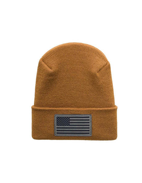 American Flag Beanie - H-Stitch Circular Knit Cuffed Beanie - Patented Design and Made in USA