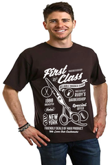 First Class Barber Men's Bamboo Viscose/Organic Cotton Short Sleeve Graphic T-Shirt