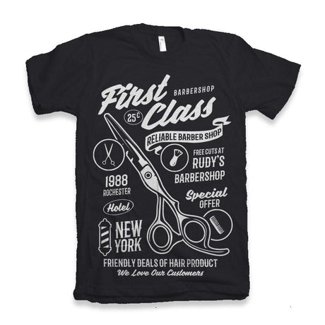 First Class Barber Men's Bamboo Viscose/Organic Cotton Short Sleeve Graphic T-Shirt