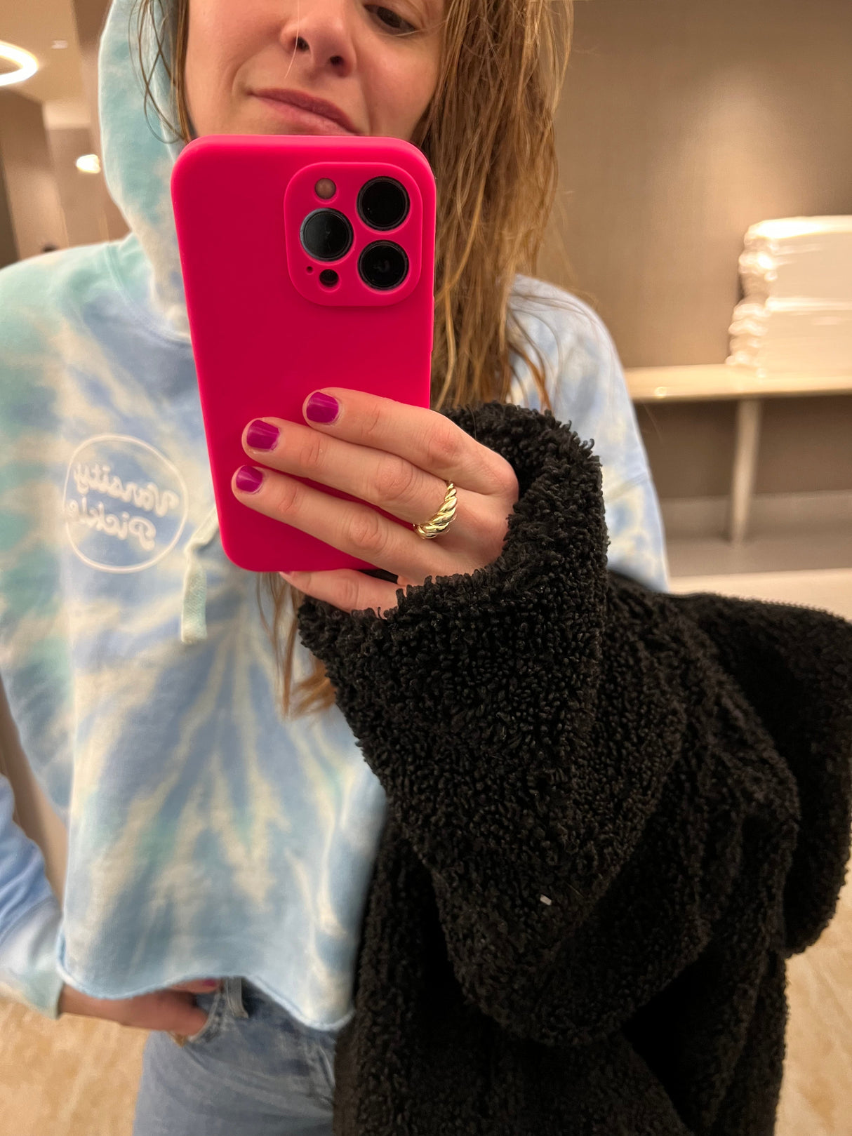 Tie-Dye Cropped Hooded Sweatshirt