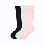 Knee-High Compression Socks – 3 Pack Solids Black/Rose/White