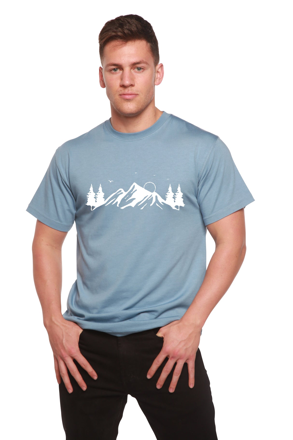 Men's Bamboo Viscose/Organic Cotton Short Sleeve T-Shirt with Print Mauna Kea